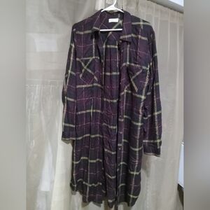 Duster Length Plaid Shirt